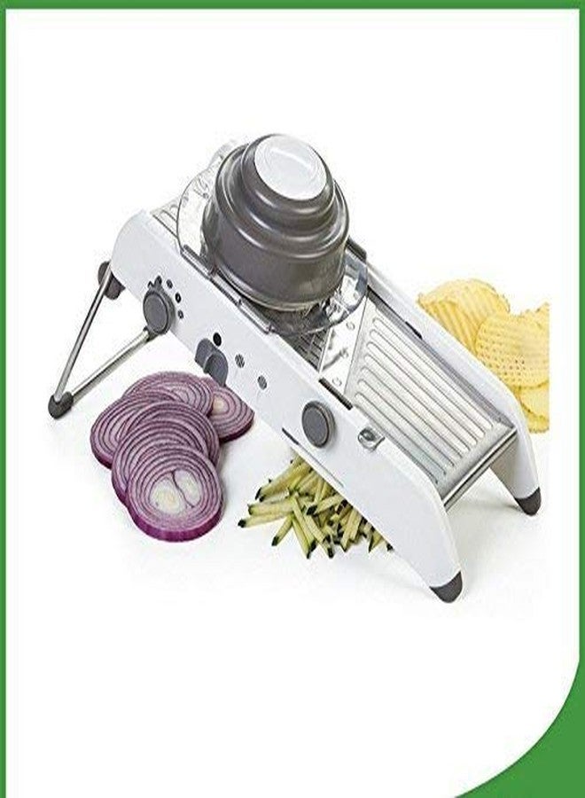 DR Mall Stainless Steel Mandoline Slicer,Manual Kitchen Cutter Shredder Julienne for Grinding, Cutting,Slicing Fruit Food Vegetables - Image 2
